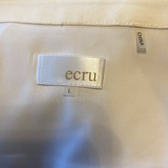 Ecru Black White Bold Stripe Button Front Sleeveless Dress Rope Belt Large NWT - Picture 7 of 8